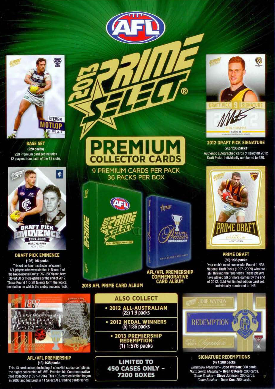 FIRST LOOK – 2013 Select Prime AFL | The House of Cards