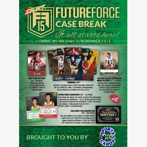 #198 EUREKA SPORTS CARDS AFL SELECT 2015 FUTURE FORCE CASE BREAK - SPOT 4