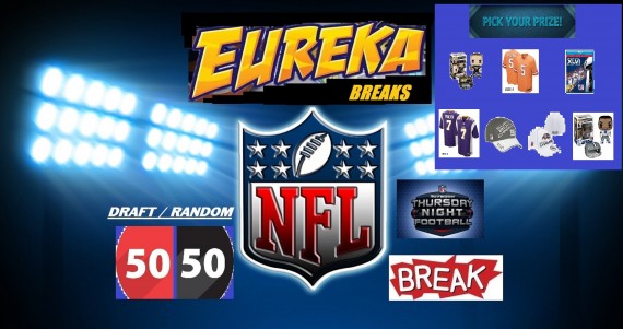 #379 EUREKA SPORTS CARDS NFL 50-50 BREAK - SPOT 5