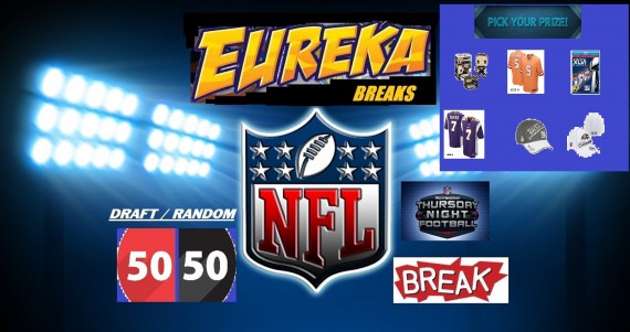 #399 EUREKA SPORTS CARDS NFL 50-50 BREAK - SPOT 5
